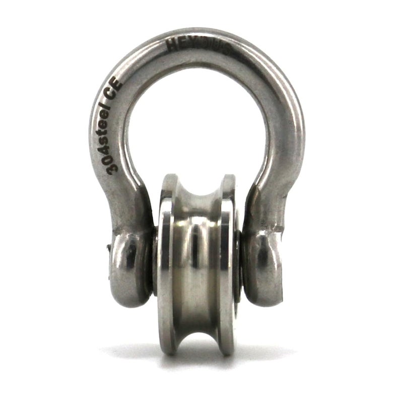 heyous Detachable U Shaped Pulley with Small Size Short Screw Groove Pulley Wheel Track Fixed Pulley Suitable for Wire Rope Traction Small Crane Salvage System Pulley Model Silver - Image 2